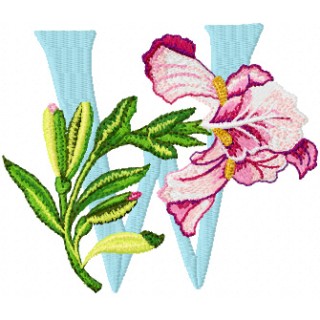 Iris Letter W  embroidery design - Embroidery Design