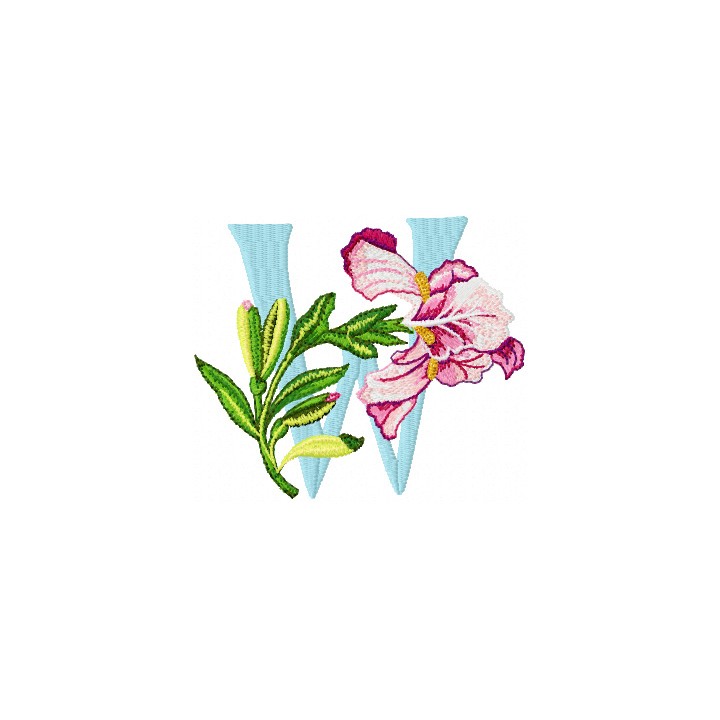 Iris Letter W  embroidery design - Embroidery Design