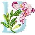 Iris Letter U Design | Floral Monogram Embroidery Pattern