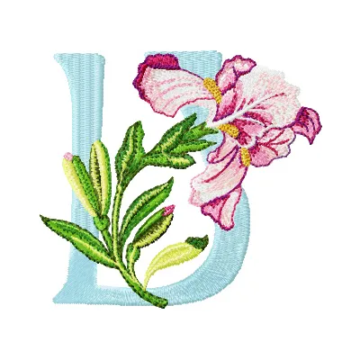 Iris Letter U Design | Floral Monogram Embroidery Pattern