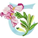 Iris Letter T Design - Floral Alphabet Embroidery Pattern