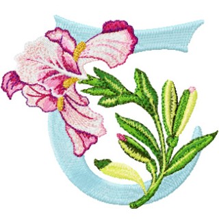 Iris Letter T embroidery design - Embroidery Design