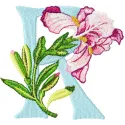 Iris Letter R Design - Floral Alphabet Embroidery