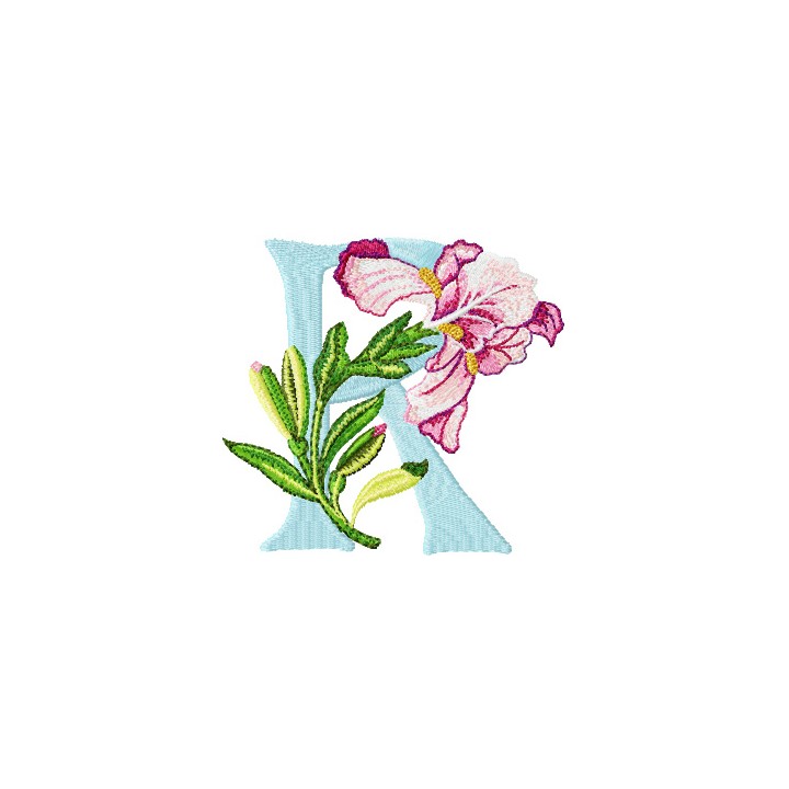 Iris Letter R embroidery design - Embroidery Design