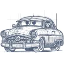Hudson Hornet embroidery design featuring detailed artwork of the classic car model in vibrant colors.