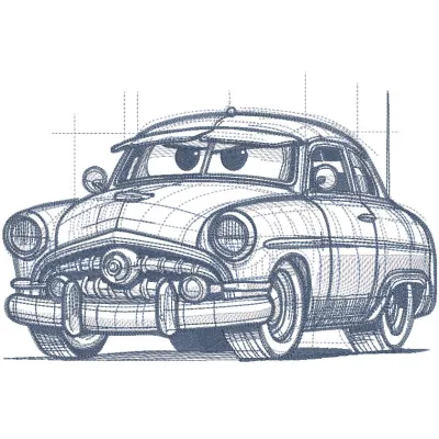 Hudson Hornet embroidery design featuring detailed artwork of the classic car model in vibrant colors.