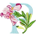 Iris Letter P Design | Floral Alphabet Embroidery