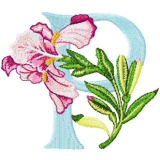 Iris Letter P embroidery design - Embroidery Design