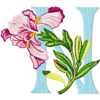 Iris Letter N embroidery design - Embroidery Design