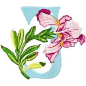 Iris Letter J Design - Floral Alphabet Embroidery Pattern