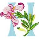 Iris Letter H Embroidery Design - Floral Monogram Pattern