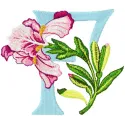 Iris Letter F Design - Floral Alphabet Embroidery