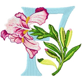 Iris Letter F embroidery design - Embroidery Design