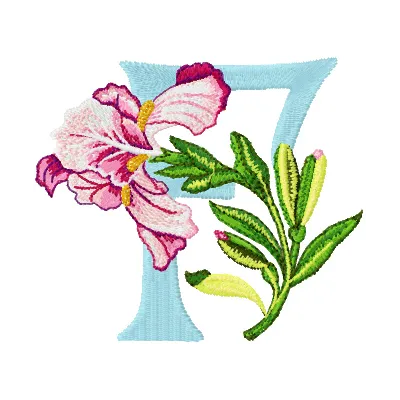 Iris Letter F Design - Floral Alphabet Embroidery