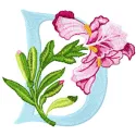 Iris Letter D Design - Floral Alphabet Embroidery File