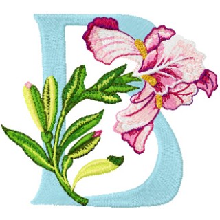 Iris Letter B embroidery design - Embroidery Design