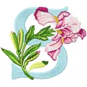 Iris Letter S Embroidery - Floral Alphabet Design