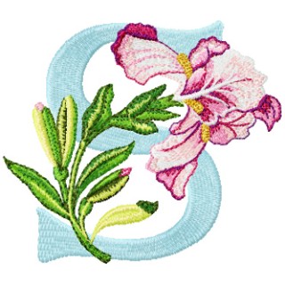 Iris Letter S embroidery design - Embroidery Design