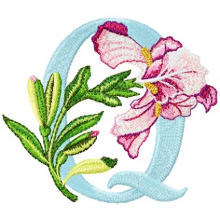 Iris Letter Q embroidery design - Embroidery Design