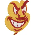 Custom logo embroidery design of Arizona State Sun Devils, showcasing vibrant colors and intricate stitching details.