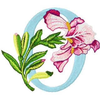 Iris Letter O embroidery design - Embroidery Design