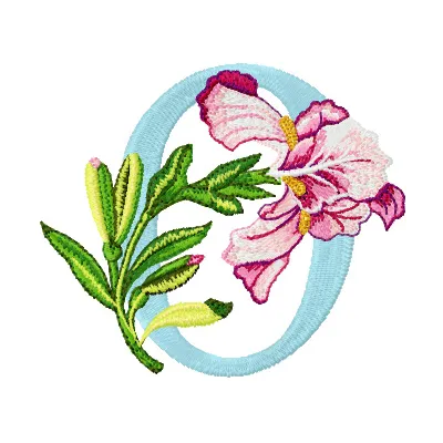 Iris Letter O Design | Floral Alphabet Embroidery