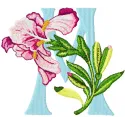 Iris Letter M Embroidery Design | Floral Monogram Pattern