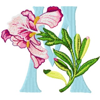 Iris Letter M embroidery design - Embroidery Design