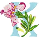Iris Letter K Design - Floral Monogram Embroidery Pattern