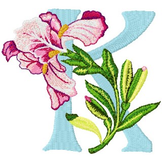 Iris Letter K embroidery design - Embroidery Design