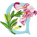 Iris Letter G Design - Floral Alphabet Embroidery