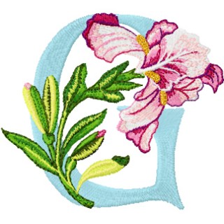 Iris Letter G embroidery design - Embroidery Design