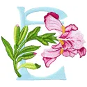 Iris Letter E Design - Floral Alphabet Embroidery