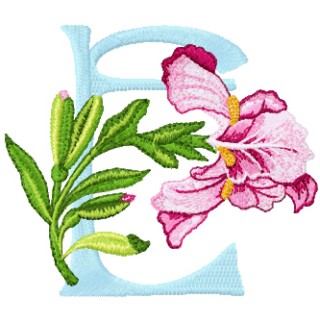 Iris Letter E embroidery design - Embroidery Design