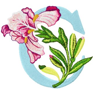 Iris Letter C embroidery design - Embroidery Design
