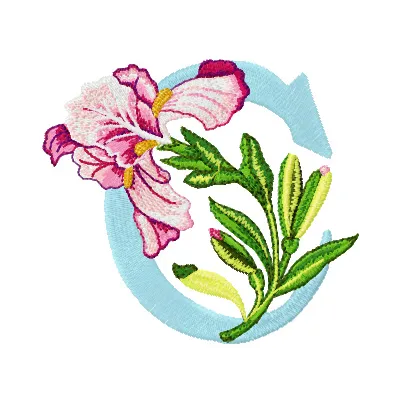 Iris Letter C Design - Floral Alphabet Embroidery Pattern
