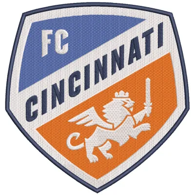 Football Club Cincinnati logo embroidery design featuring bold colors and intricate stitching details.