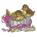 Charming Ducklings in Gift Box Embroidery Design