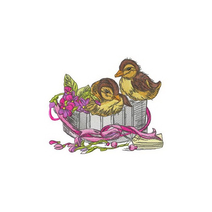 Ducklings in gift box embroidery design - Embroidery Design