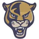 FIU Panthers secondary snarling head logo embroidery design showcasing detailed stitching and vibrant colors.