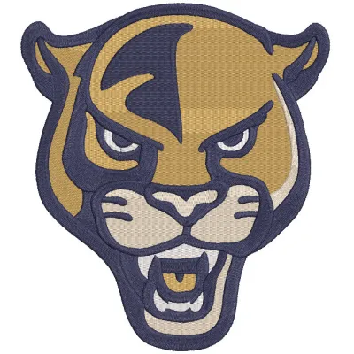 FIU Panthers secondary snarling head logo embroidery design showcasing detailed stitching and vibrant colors.