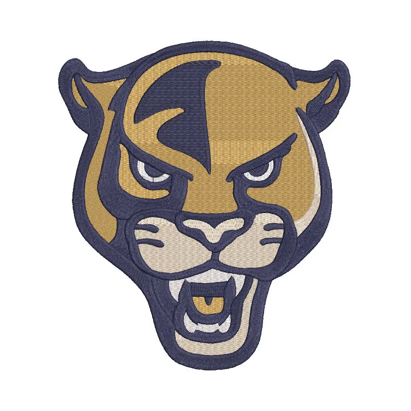 FIU Panthers secondary snarling head logo embroidery design showcasing detailed stitching and vibrant colors.