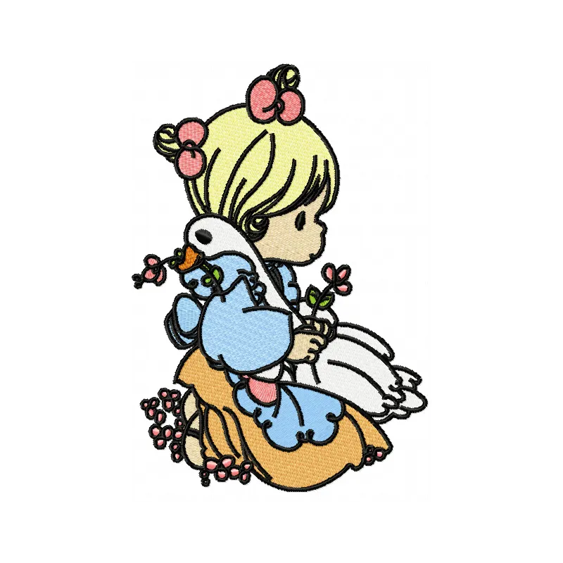 Sweet Girl & Duck Embroidery Pattern - Baby Design