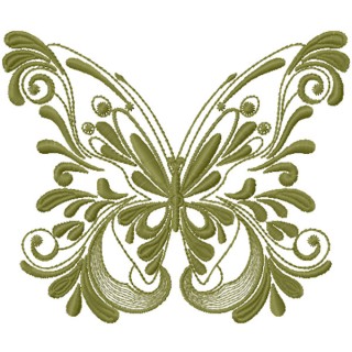Vintage green butterfly embroidery design - Embroidery Design
