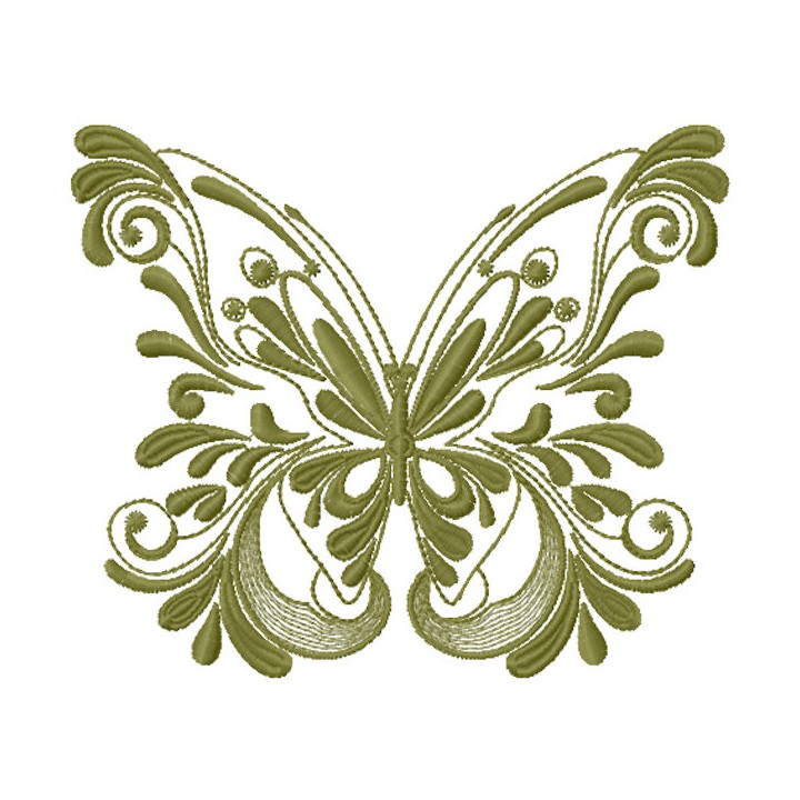 Vintage green butterfly embroidery design - Embroidery Design