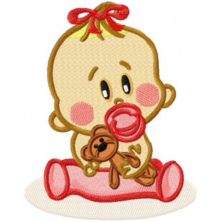 Baby Boy with toy embroidery design - Embroidery Design