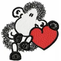 Charming Sheep with Heart Embroidery Design