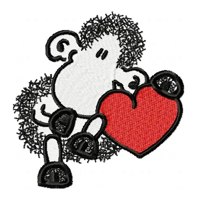 Charming Sheep with Heart Embroidery Design
