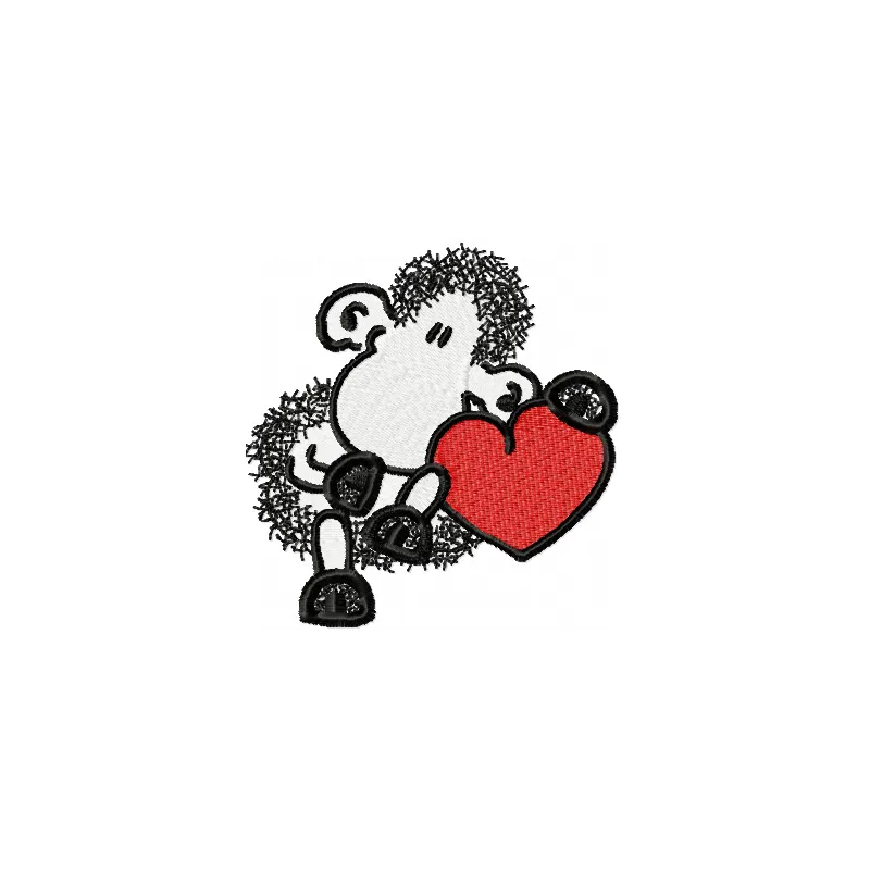 Charming Sheep with Heart Embroidery Design
