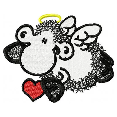 Charming Sheep Angel Embroidery Design